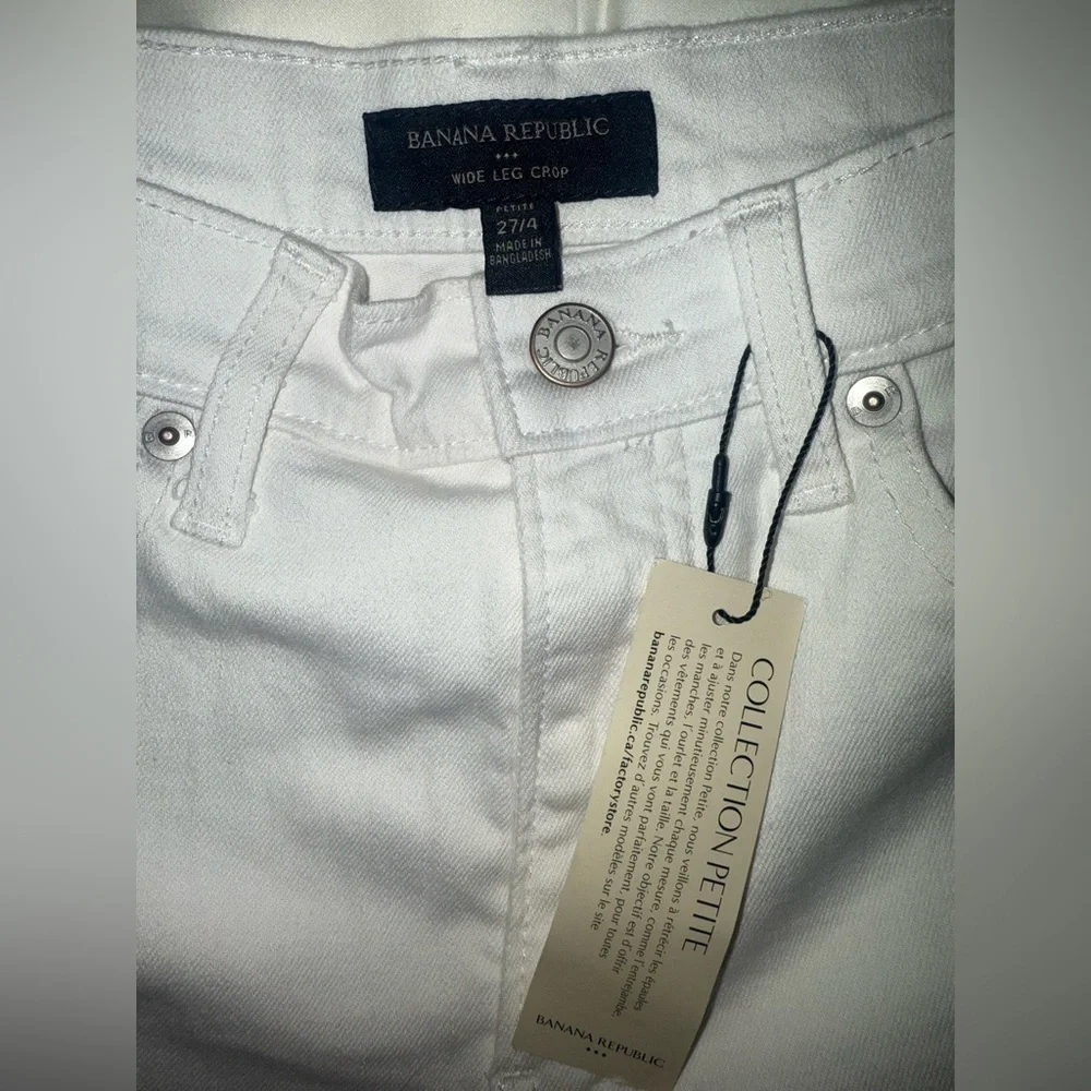 Nwt Banana Republic White Wide Leg Jean Size 27/4 Petite - Picture 2 of 5